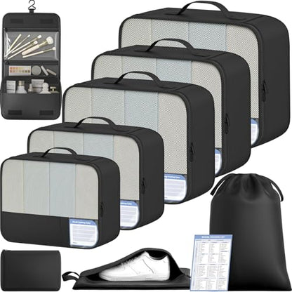 BAGAIL 9 Set Packing Cubes and 6 Set Ultralight Compression Packing Cubes