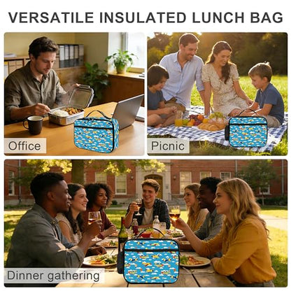 Airplane Lunch Bag Insulated Reusable Lunch Box Cooler Thermal Tote Bag For Teenage Boys Girls School Beach - color: Airplane