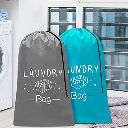 Sylfairy 2 Pack Extra Large Travel Laundry Bag, Dirty Clothes Organizer with Drawstring,Heavy Duty Travel Laundry Bags,Easy Fit a Laundry Hamper Travel Essentials - color: Grey+Blue