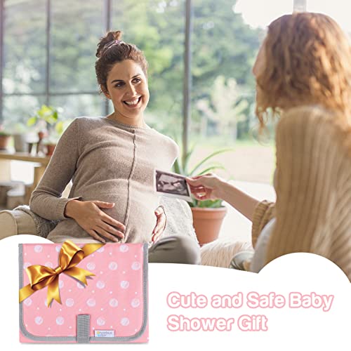 Portable Changing Pad for Baby, Compact Waterproof Diaper Mat with Built-in Cushion, Pink - color: Pink