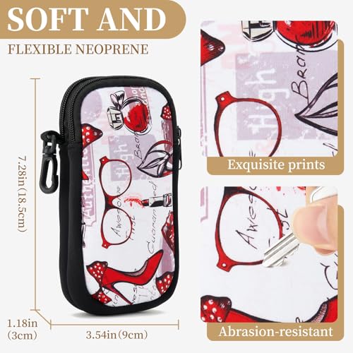 QIUTIMIY Sunglasses Soft Case Zipper Double Eyeglass Case with 2 Compartments 1 Belt Clip - color: Redshoes