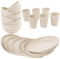 36-Piece Reusable Wheat Straw Dinnerware Sets for 6, Farielyn-X Unbreakable Reusable Set Kitchen Cups, Plates, Bowls Sets & Cultery Dishwasher Microwave Safe - Patio, Outdoors, RV, Camping Dishes