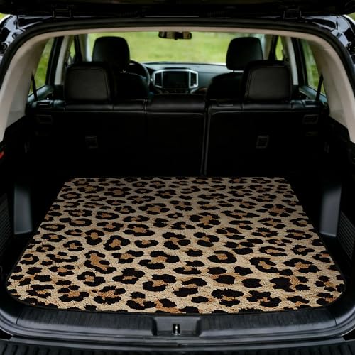 Car Trunk Mat - Universal Size 29" x 39", Leopard Print Pattern Cargo Liner, Car Accessory for SUVs/Sedan/Wagons, Durable Protective Mat, Trunk Liner for Families/Travel Enthusiasts - style: Leopard Print-4
