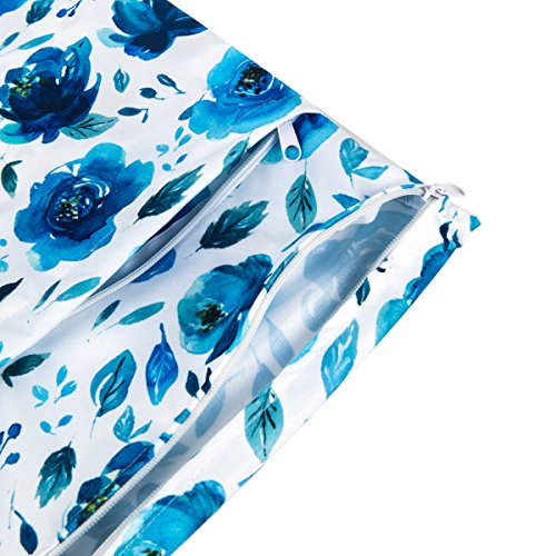 ALVA ALVABABY 2pcs Cloth Diaper Wet Dry Bags Waterproof Reusable with Two Zippered Pockets Travel Beach Pool Daycare Soiled Baby Items Yoga Gym Bag for Swimsuits or Wet Clothes L41104 - color: blue rose&chrysanthemum
