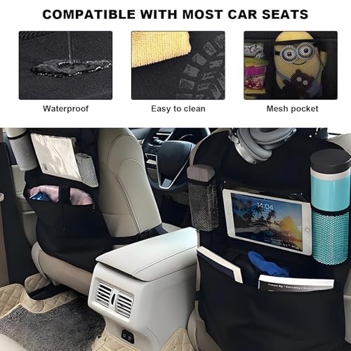 2PCS Car Backseat Organizer, Oxford Car Back Seat Protecter Kick Mat with Touch Screen Tablet Holder, Waterproof Automotive Seatback Storage Bag with Multi Functional Pockets (Zipper) - color: Zipper