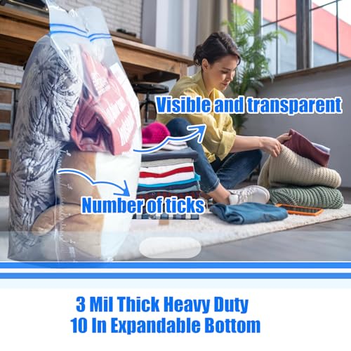 BEIDOU-PAC 25 Gallon Jumbo Storage Bags with Handle, 30 Counts | Double Zipper Seal | Expandable Bottom, Resealable Clear zip Bags for Home Travel, Moving, Commercial and Outdoor - style: Zip-25 gallon-30 count