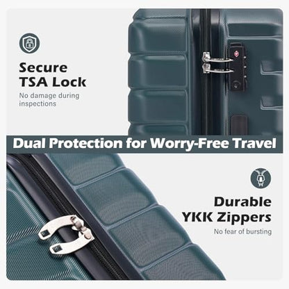 Coolife Carry On Luggage Airline Approved with Wheels Hard Shell Suitcase Spinner TSA Lock Telescopic Handle (20-inch-Teal blue) - color: Teal blue, size: Small(20in)