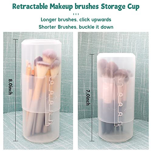 OCHEAL Makeup Brush Holders, 4 Pack of Make up Brushes Organizer Travel Case Retractable Plastic Travel Makeup Brush Holder For Vanity Makeup Artist Brushes Storage Cup - color: Plastic Clear-4pcs