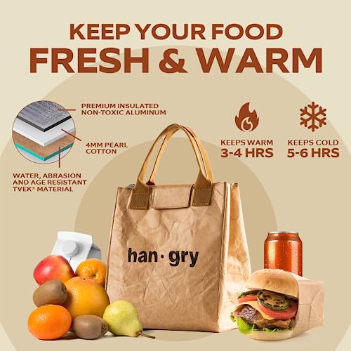 VonNova Women’s Insulated Lunch Bag with Premium 4mm Cooler Insulation, Cute Large 7L Lunch Tote for Office, Durable Small Lunch Box for Women, Stylish Lunchbox for Adults, Teens, Nurses, Teachers - color: Brown-hangry