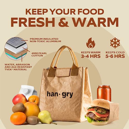 VonNova Women’s Insulated Lunch Bag with Premium 4mm Cooler Insulation, Cute Large 7L Lunch Tote for Office, Durable Small Lunch Box for Women, Stylish Lunchbox for Adults, Teens, Nurses, Teachers - color: Brown-hangry