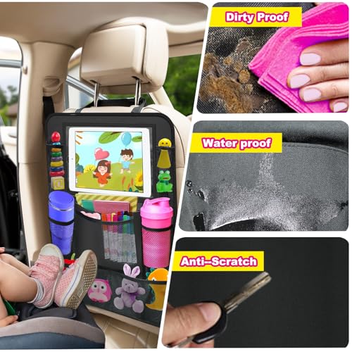 XBRN 2 Pack Car Backseat Organizer, Car Seat Organizer Kick Mats Back Seat Protector with 11" Tablet Holder, Car Storage Organizer for Kids,10 Storage Pockets Travel Accessories