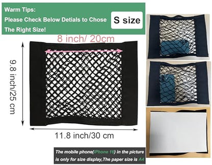 2pcs Cargo Net Car Storage Net - Stretchable Mesh Pocket Net Magic Tape Universal Mesh Car Accessories Interior Organizer (S) - size: S-11.8 x 9.8Inch(30 x25cm)