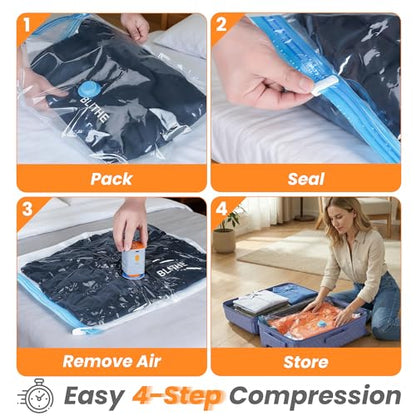 Travel Vacuum Storage Bags with Rechargeable Cordless Pump, 15-Pack Space Saver Bags for Suitcase & Luggage, Reusable Compression Bags in 3 Carry-On Sizes(16/20/24 Inch) - size: 15-Piece Travel Set