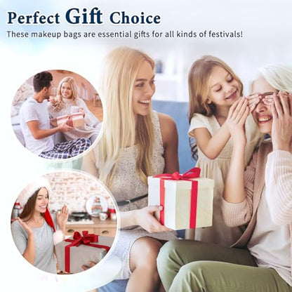 NATINSA Cute Makeup Bag for Women(2 Pcs), Travel Cosmetic Bags, Quilted Coquette Aesthetic Floral Toiletry Organizer Bag (46 - Sky Blue/4Pcs) - color: 46 - Sky Blue/4Pcs