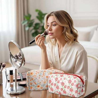 Paterr 20 Pcs Cotton Quilted Makeup Bag Bulk Cute Coquette Aesthetic Preppy Cosmetic Bag for Women Girls Bridesmaid Gifts Wedding Party Favor Christmas Travel Toiletry Pouch Trendy Stuff(Ditsy Floral) - style: Ditsy Floral