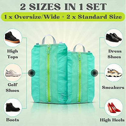 3 Pack Ultralight Shoe Bags for Travel Set, Extra Large Shoe Packing Cubes Portable Pouch with Zipper