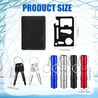 Glooglitter 48 Pcs Men Small Gifts Bulk Mini Screwdriver Flashlight Keychain Set Multitool Credit Card Survival Tool Employee Coworkers Fathers Gifts for Men Dad Husband, No Batteries Included