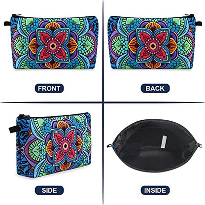 MAGEFY Small Makeup Bag, Portable Travel Cosmetic Bag Zipper Pouch Waterproof Makeup Pouch Multifunctional Small Bag for Women (1 pack, dark blue flower 0179) - color: dark blue flower 0179