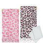 Glasses Case Soft, Eyeglass Cases for Women Portable Squeeze Top PU Leather 2 Pack Glasses Pouch with Cleaning Cloth - color: 2pcs Pink Leopard Print