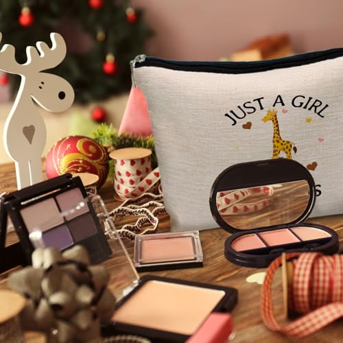 Giraffe Gifts for Women, Just A Girl Who Loves Giraffes Makeup Bag, Cute Cosmetic Bag Travel Toiletry Bag for Women, Beach Lover Gifts, Nautical Ocean Sea Animal Zipper Makeup Pouch - color: Giraffe