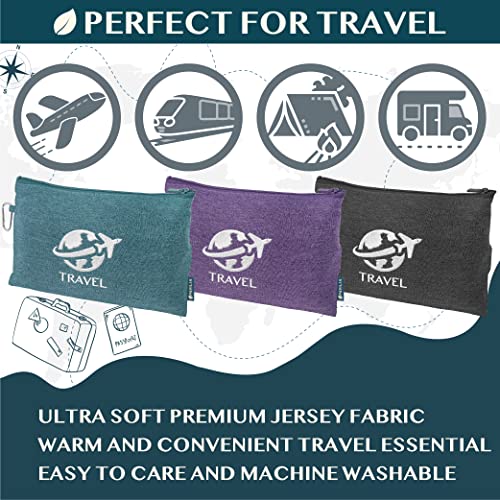 PAVILIA Travel Blanket Airplane Compact with Bag, Small Travel Pillow Blanket Long Flights, Lightweight Plane Blanket with Luggage Strap, Camping Blanket for Traveler Essentials, Teal Blue, 65x40 - color: Teal Blue