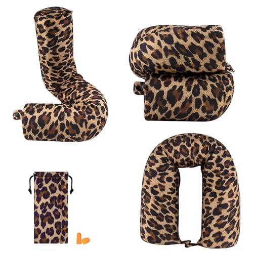 bvya Twist Memory Foam Travel Pillow for Neck, Chin, Lumbar and Leg Support-for Travling or at Home-Adjustable, Bendable Roll Pillow with Washable Elastic Polyester Cover & Eye Mask & Small Pouch - color: New Set #I