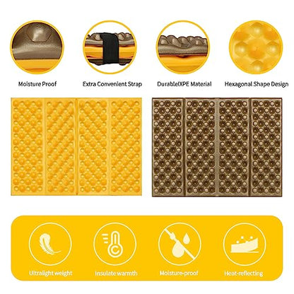 FOCHIER F Stadium Seat Pad, Camping Foam Pad, Foldable Z Stadium Seat Cushion Insulated Sitting Pad for Camping Backpacking Stadium Outdoor Picnic, Hiking, Mountaineering,Bleachers - color: Yellow-1PC