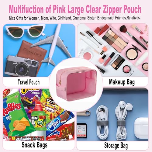 Clear Large Makeup Bag Travel Essentials Toiletry Bag Cosmetic Pouch Gifts for Women Nylon Bathroom Bag XL, Light Pink - color: Clear Light Pink, size: XL