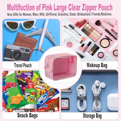 Clear Large Makeup Bag Travel Essentials Toiletry Bag Cosmetic Pouch Gifts for Women Nylon Bathroom Bag XL, Light Pink - color: Clear Light Pink, size: XL
