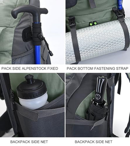 Bseash 50L Hiking Backpack, Water Resistant Lightweight Outdoor Sport Daypack Travel Bag for Camping Climbing Skiing Cycling (Army Green - With Shoe Compartment) - color: Army Green - With Shoe Compartment