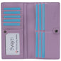 Bveyzi Ultra Slim Thin Leather RFID Blocking Credit Card Holder Bifold Clutch Wallets for Women - color: Light Purple