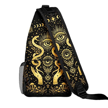 Gothic Hippie Style Crossbody Sling Bag Men Women, Casual Shoulder Backpack, Chest Daypack Satchel for Hiking Travel - color: Color 20