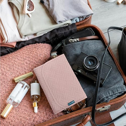 PAVILIA Travel Jewelry Case Organizer, Foldable Jewelry Travel Roll Bag, Small Jewelry Travel Pouch Wallet for Earrings, Rings, Necklaces, Bracelets, Travel Packing Accessories (Quilt Pink) - color: Quilt Pink