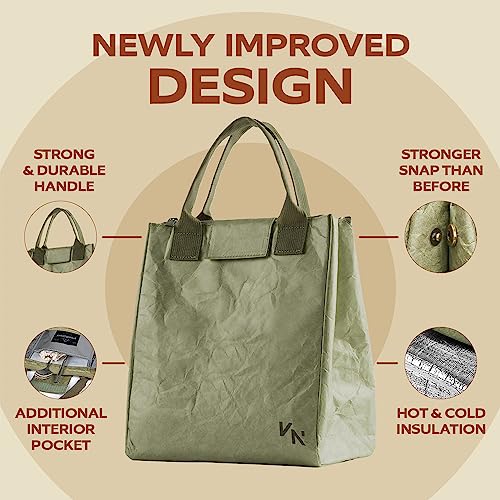 VonNova Women’s Insulated Lunch Bag with Premium 4mm Cooler Insulation, Cute Large 7L Lunch Tote for Office, Durable Small Lunch Box for Women, Stylish Lunchbox for Adults, Teens, Nurses, Teachers - color: Green