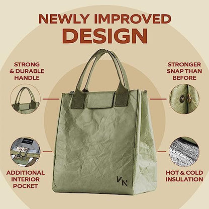 VonNova Women’s Insulated Lunch Bag with Premium 4mm Cooler Insulation, Cute Large 7L Lunch Tote for Office, Durable Small Lunch Box for Women, Stylish Lunchbox for Adults, Teens, Nurses, Teachers - color: Green