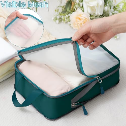BAGAIL 6 Set Ultralight Compression Packing Cubes Packing Organizer for Travel Accessories Luggage Suitcase Backpack - color: Teal40D, style: Mesh Pattern