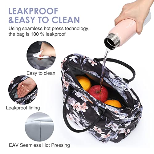 Insulated Lunch Bag for Women/Men,LeakProof Adult Lunch Box,Large Lunch Tote Bag with Removable Shoulder Strap,Portable Reusable Lunch Cooler Bag for Office Work Picnic Beach - color: Hibiscus