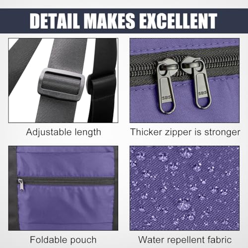 Foldable Travel Duffle Bag, Airlines Approved Carry On Bag Weekender Overnight Bag for Men Women, 23L (Purple) - color: Purple, size: 23L