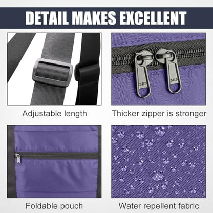 Foldable Travel Duffle Bag, Airlines Approved Carry On Bag Weekender Overnight Bag for Men Women, 23L (Purple) - color: Purple, size: 23L