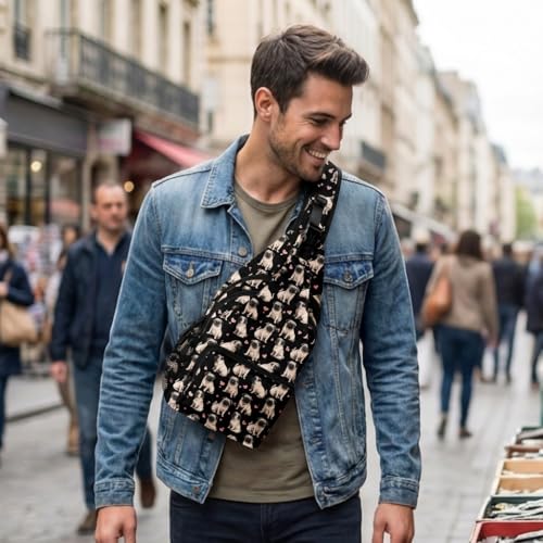 Cute Pug Dog Crossbody Sling Bag Men Women, Casual Shoulder Backpack, Chest Daypack Satchel for Hiking Travel - color: Color 3
