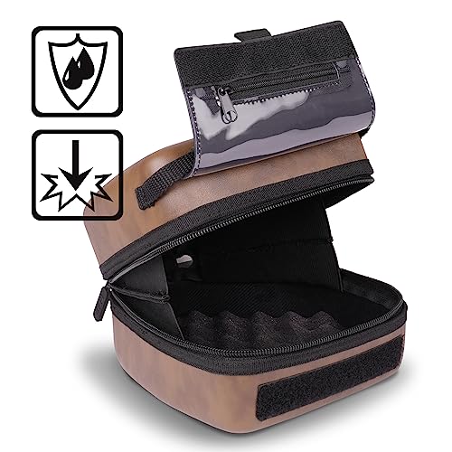 USA Gear Hard Shell Camera Case for DSLR & Mirrorless Cameras, Compatible with Canon, Nikon, Sony & Fujifilm - Fits EOS R100, Rebel T7 / 2000D, Nikon Z30, Sony A7III / A7 IV, Fujifilm X-T5 / X-T50 - color: Brown Vegan Leather