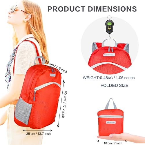 35L Foldable Waterproof Backpack For Outdoor Sports Travel Inside Wet Clothes Compartment Packable For Multiple - color: 1red