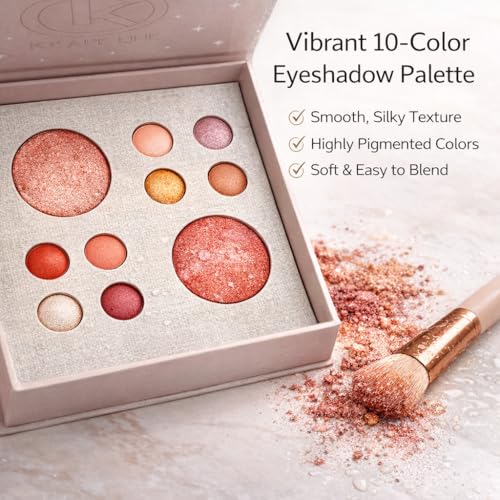 K'APEINE Rosy Glow Makeup Palette, 10 Colors All-in-One Baked Face & Eye Kit Warm Tone Eyeshadow Eyeshadow, Blush & Bronzer, Soft Glam Face Palette for Women Girls - color: Terracotta Oasis (10 Colors)