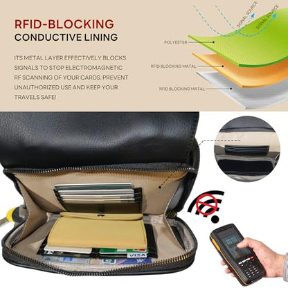 Women‘s Anti Theft RFID Blocking Small Vegan Leather Crossbody Bag Travel Purse With Built In Wallet Messenger Bag - color: Black