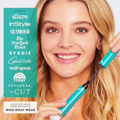 Thrive Causemetics Mini Makeup Essentials, Makeup Gift Set, Mini Liquid Lash Extensions & Volumizer Mini Mascaras, Brynn (Rich Black), Mini Eye Brightener Highlighter Sticks- 3 Shades