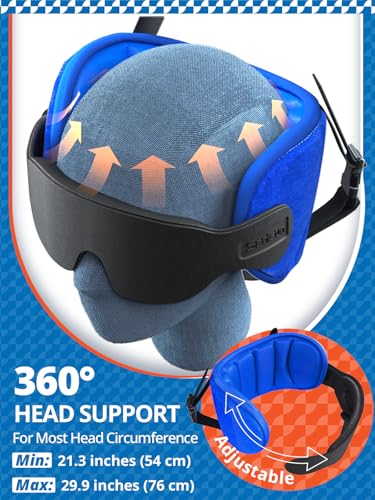SARISUN Travel Pillows for Airplanes, 360° Stable Support Airplane Pillow with 3D Eye Mask, Headrest Pillow for Long Flight Road Trip Sleep, Stop Bobblehead Travel Essential, Black - color: Black