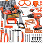Kids Tool Set 48pcs, Christmas Birthday Gifts for Boys Girls Ages 3 , 4, 5, 6, 7,Toddler Tool Set with Portable Tool Box & Electronic Toy Drill, Construction Toys Tools for Toddlers - style: A-Kids Tool Set