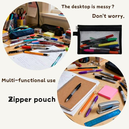 Astero 10 Pcs Black Zipper Pouches – 7.48"×5.51" Small Ripstop Storage Bags, Lightweight Travel Organizers for Makeup, Cables, Toiletries and Everyday Essentials