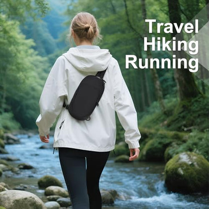 Small Sling Bag with RFID Blocking, Mini Fanny Pack for Women and Men, Convertible Crossbody Anti Theft Chest Bag for Travel Hiking Running, Black - color: Black