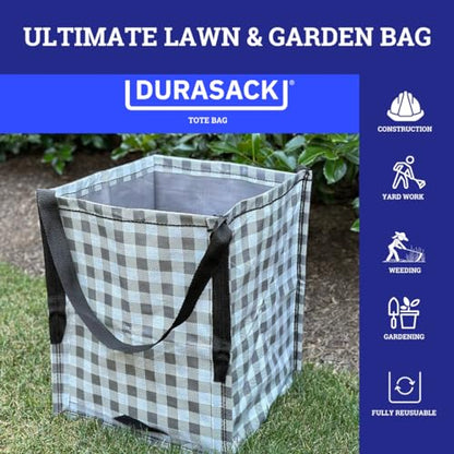 DURASACK Heavy Duty Storage Tote Bag 22-Gallon Rugged Woven Polypropylene Moving Bag, Reusable Self-Standing Design, Holds up to 500 Pounds, Pack of 4, Gingham Gray - color: Gingham Gray, size: Pack of 4